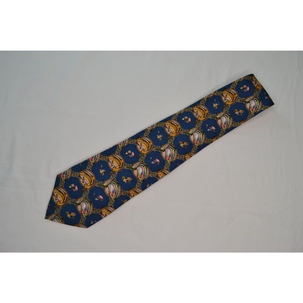 Eagle Neckwear Men's Fish and Lures Men's Blue Gold Tie